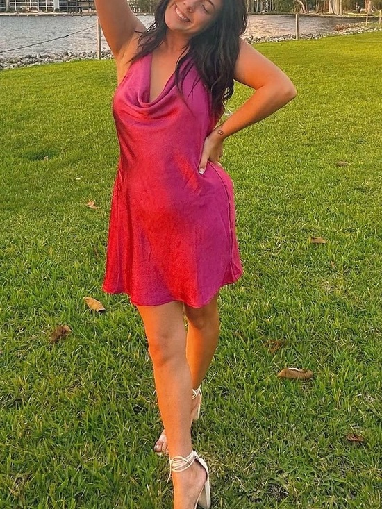 Lulus Dresses & Skirts - Lulus After Party Affair Magenta Satin Halter Mini Slip Dress